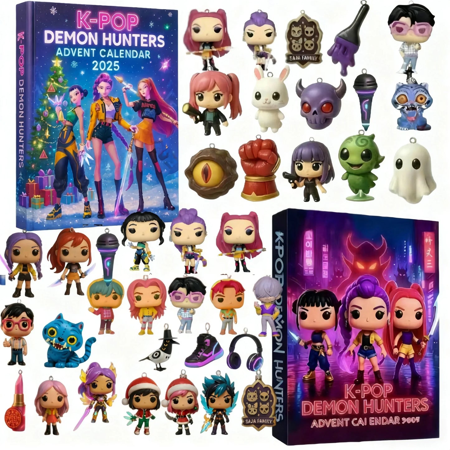 2025 Hot Kpop Countdown Calendars Children Christmas Gifts Kpop Demon Hunters Advent Calendar Model Doll Collection Desk Decorat