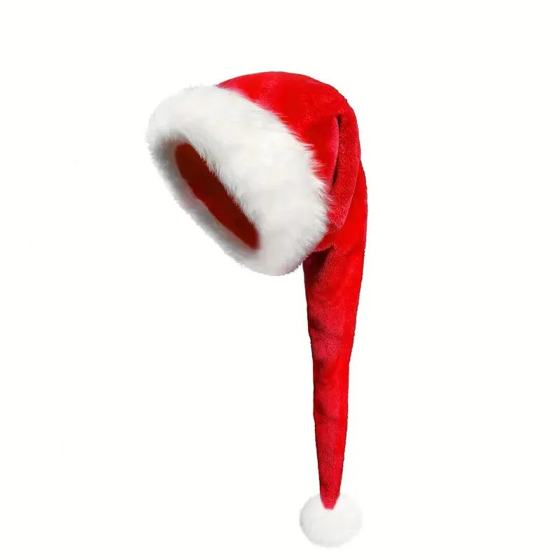 75cm Long Christmas Hat Plush Santa Claus Hat for Adults and Kids Xams New Year Gift Festive Party Supplies Christmas Decoration