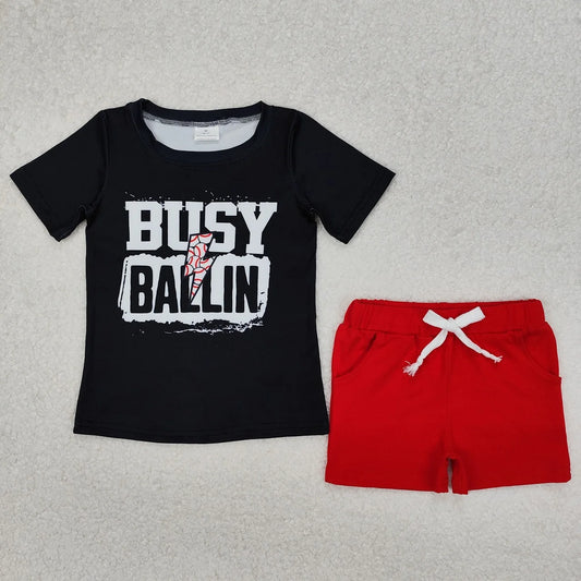 Wholesale Toddler Baby Boy Outfit Children Short Sleeves Black Shirt T-shirt Pockets Shorts Bottom Infant Set Baseball Clothes