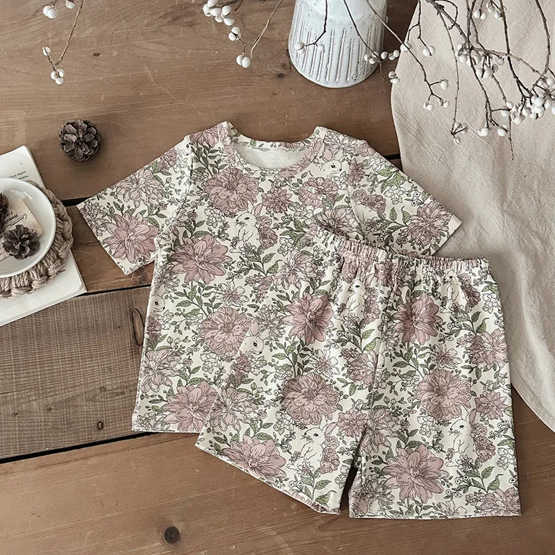 2pcs Unisex Short Sleeve Pajamas & Cozy Loungewear
