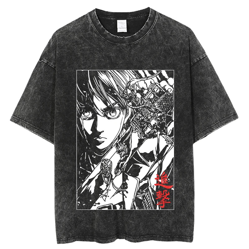 Oversized Unisex Anime Vintage Wash Shirt